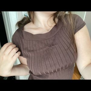 beautiful brown y2k vintage fair grunge ribbed u neck sweater